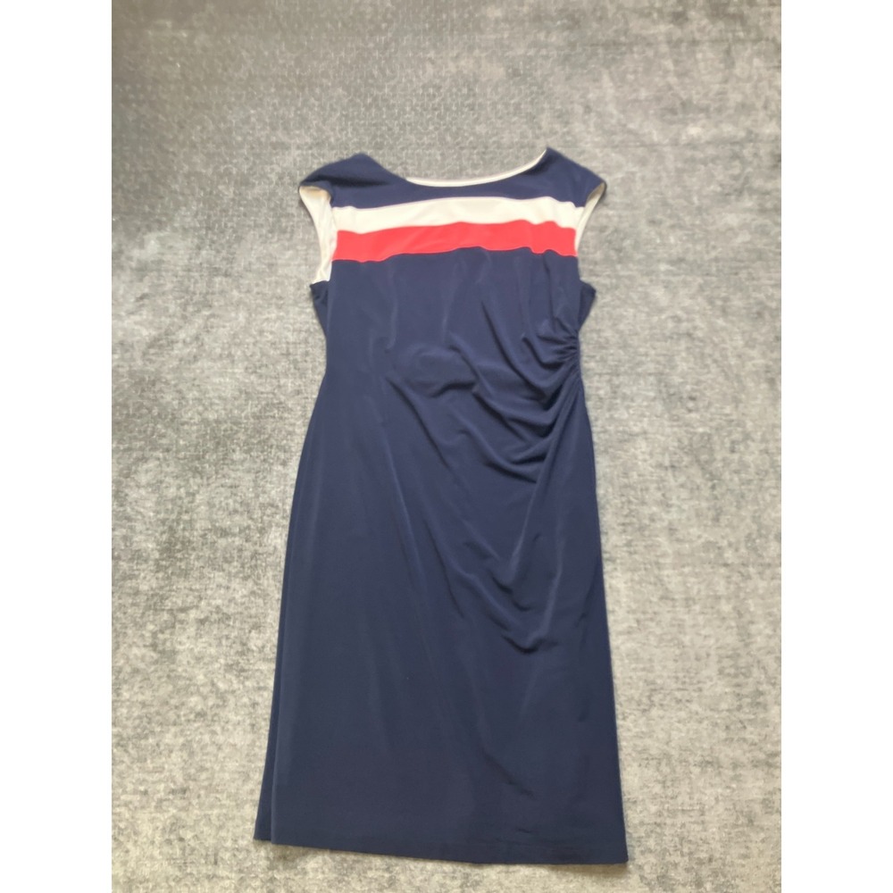 Connected Apparel Sheath Dress Womens 12P Navy Colorblock Sleeveless Office Wear